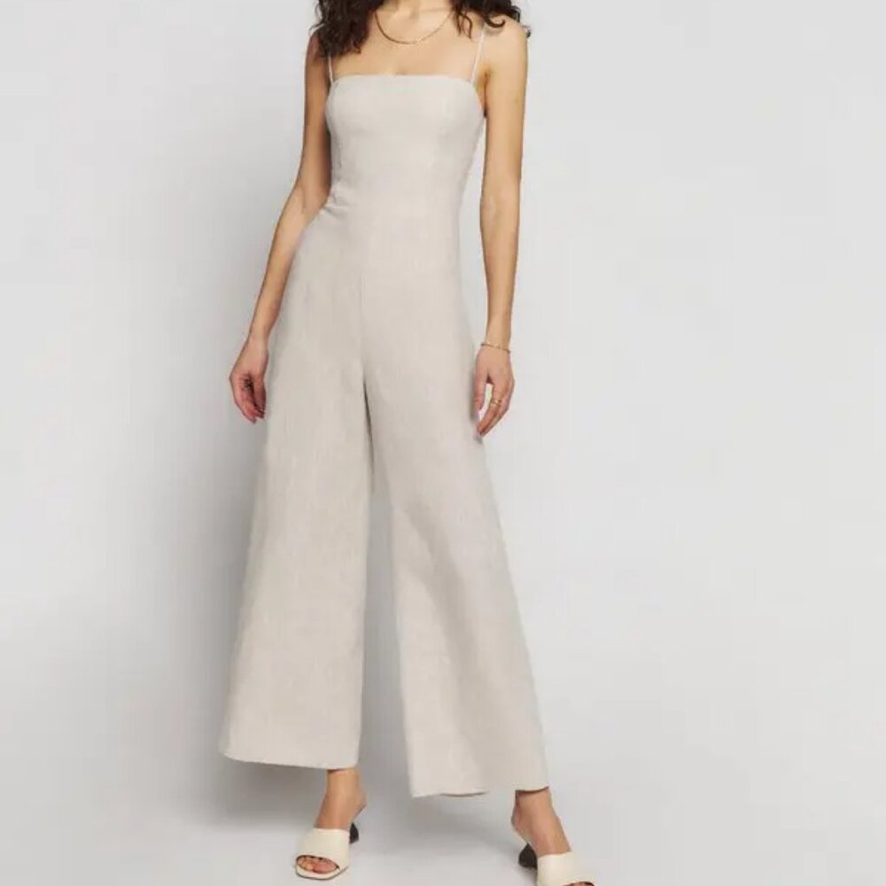 Reformation - Overland Linen Jumpsuit - Oatmeal - Size 12 - NWT - Picture 1 of 2